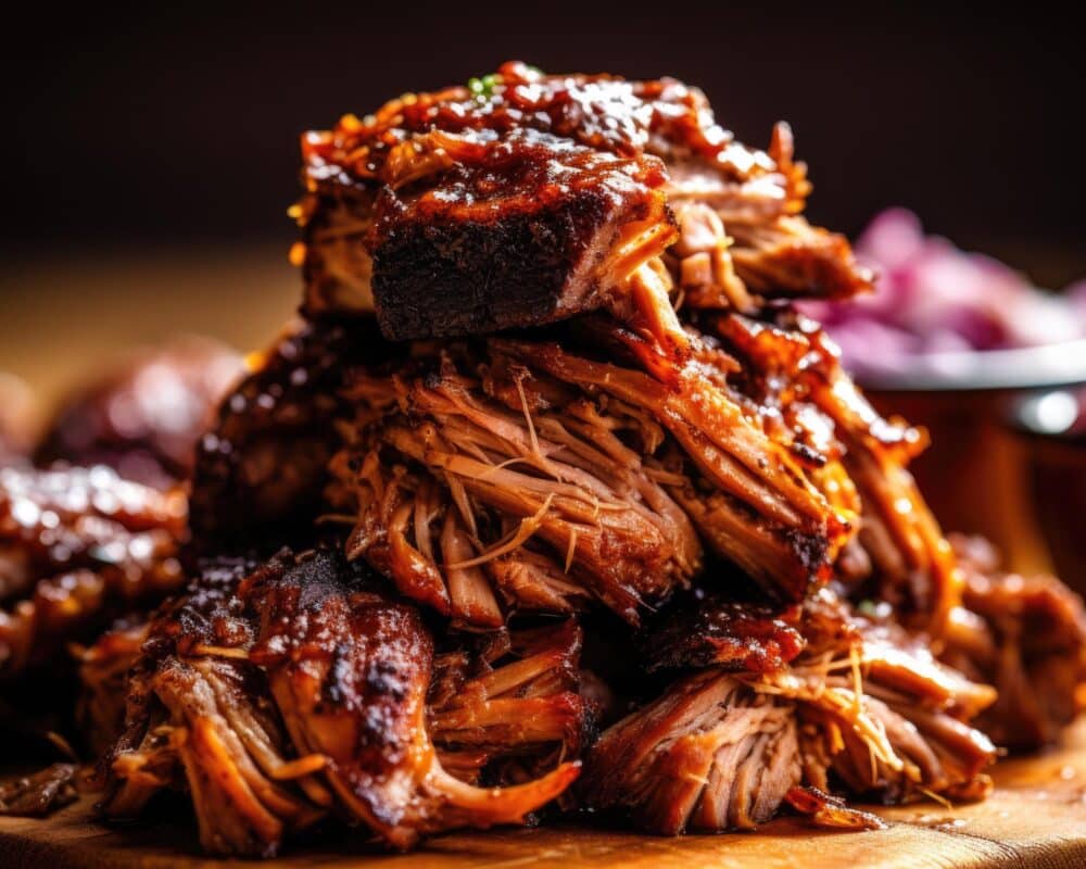 Langtidsstekt pulled pork med perfekt balanse mellom røykaroma og krydder. En klassiker med ekte BBQ-smak og saftig konsistens.
